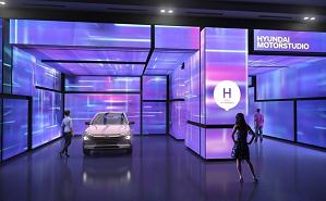 流线型<a href='https://www.56iq.net/webpage/tagsList.aspx?TagId=11'>LED</a>屏，点亮Hyundai展厅,多媒体信息发布系统,数字标牌,数字告示，digital signage